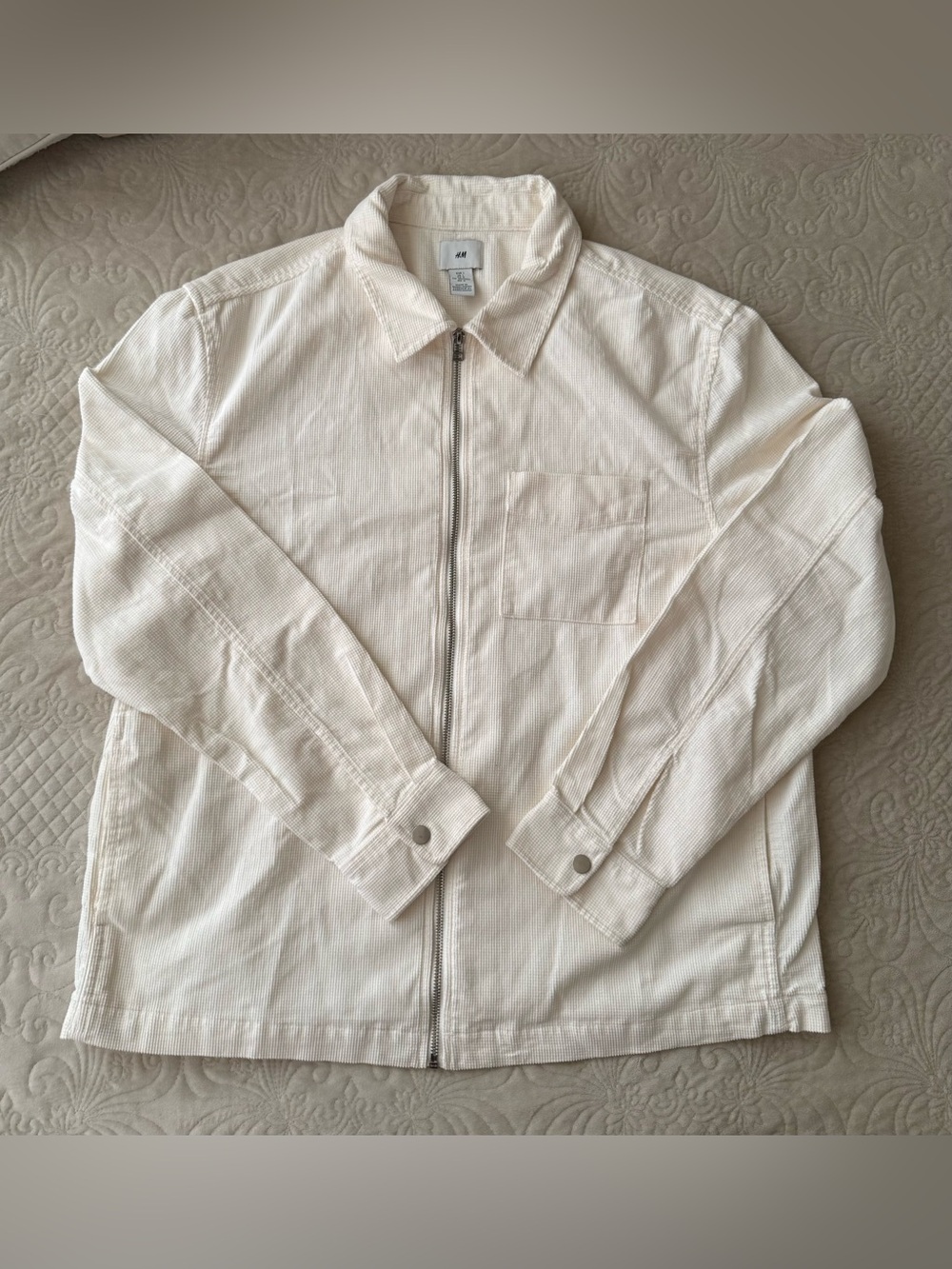 H&M Off-White Zip-Up Shirt Jacket